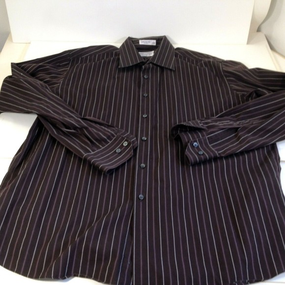Concepts by Claiborne Long Sleeve Button Up Shirt Mens Stripes Size 17 36/37 - Picture 2 of 7